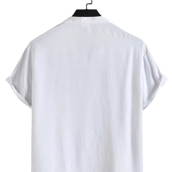 White Men's Collared Shirt Casual - Picture 3 of 6